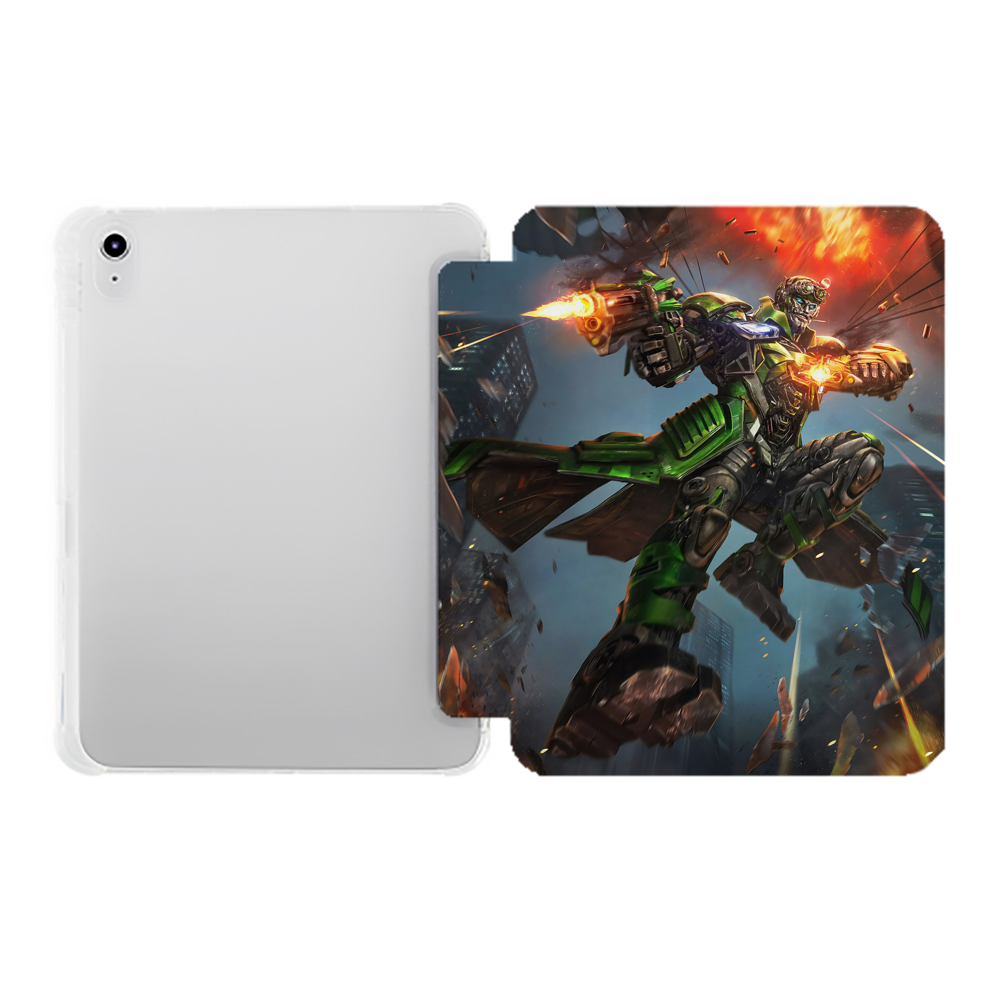 （画像用） Transformers トランスフォーマー IPad ケース ペン収納付き 三つ折りスタンド PUレザー×シリコン 対応機種9.5/10.5/10.9インチ
